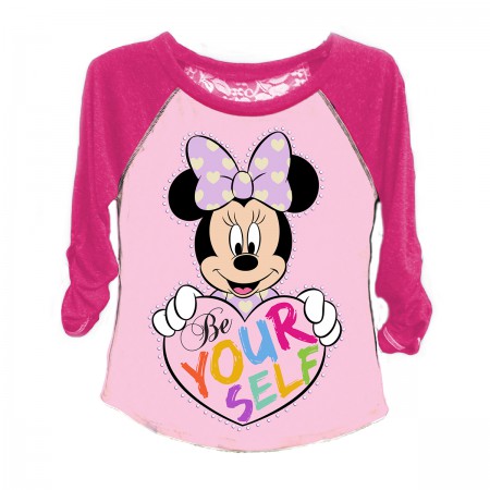Disney Minnie Mouse Be Yourself Raglan Sleeve Girls 7-16 T-Shirt